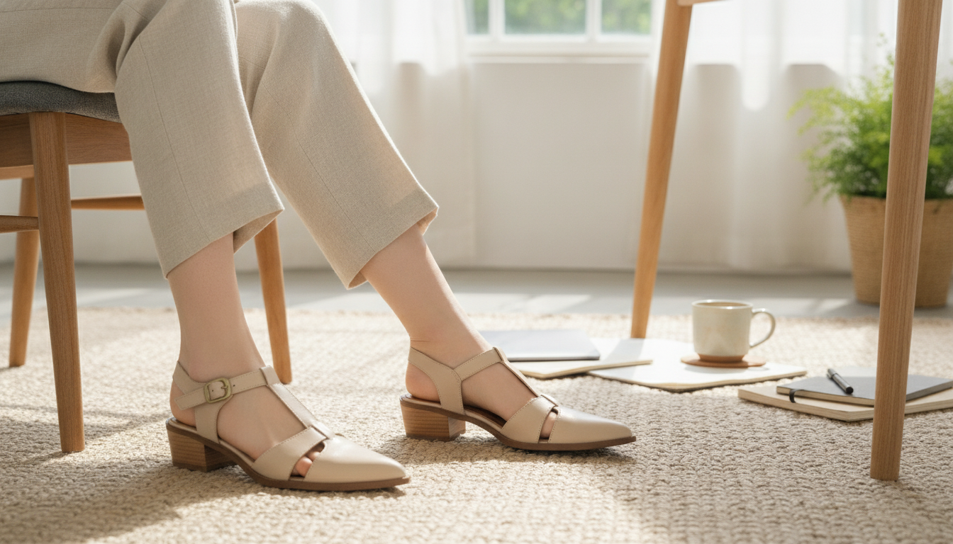 Summer Office Style: Pointed-Toe Leather Slingbacks